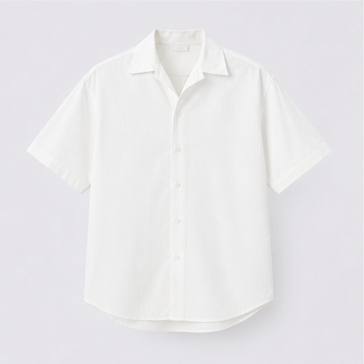 Afterbase Beyaz Dikey Çizgili Oversize Erkek Gömlek modelsiz ön görünüm