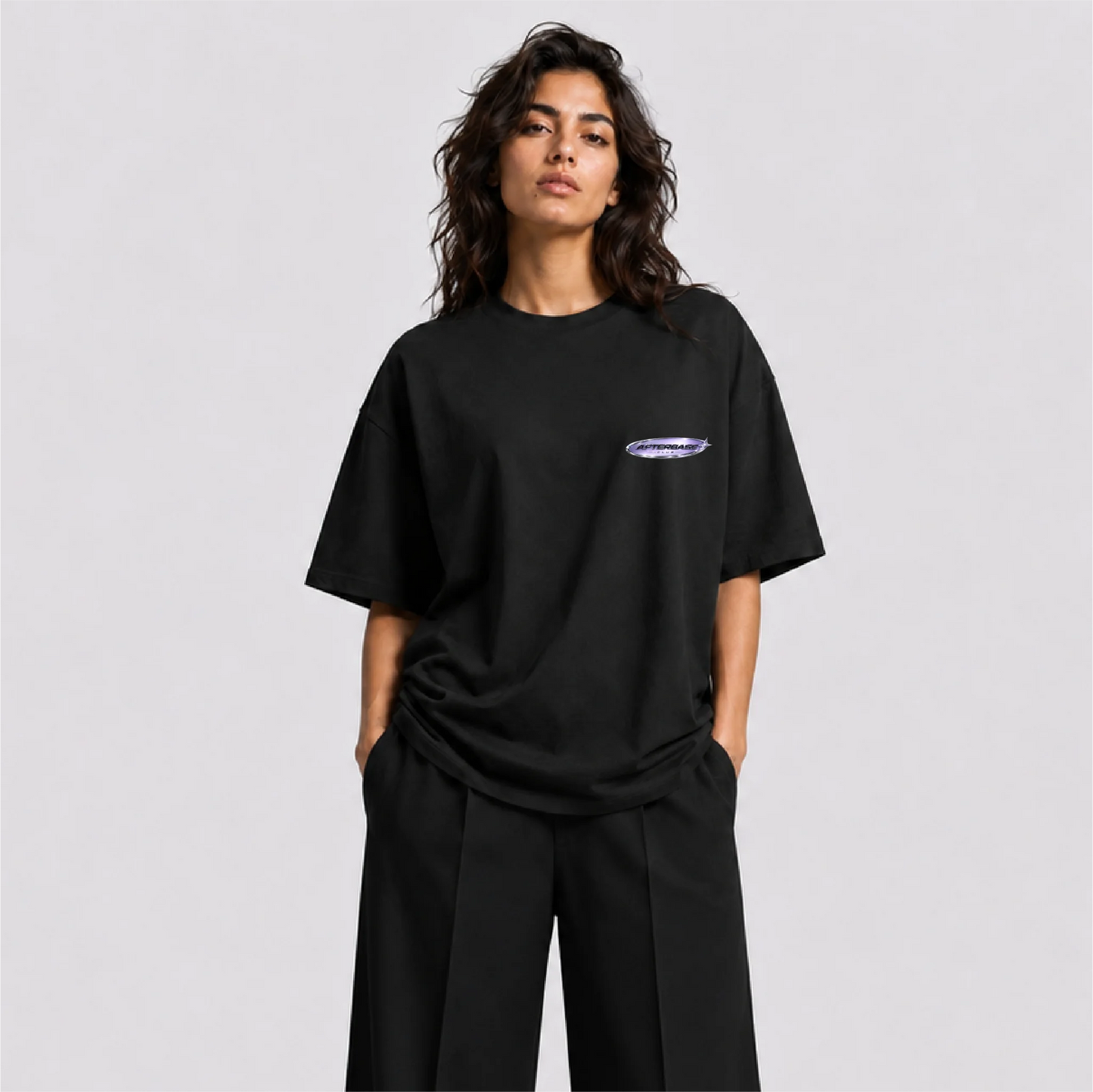 Afterbase Afterbase Logo oversize tişört - kadın model