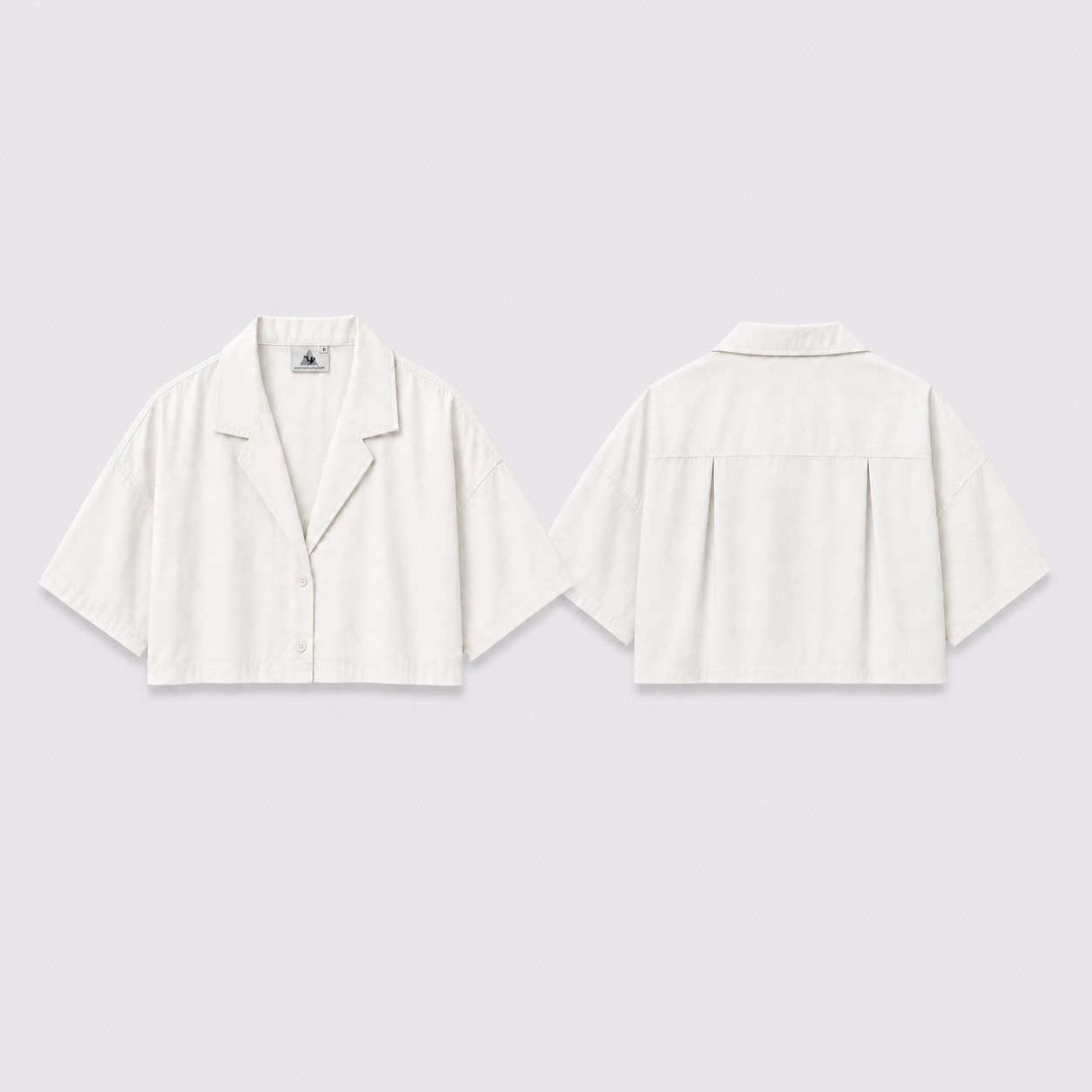 Afterbase Ekru Crop Gömlek modelsiz ön ve arka görünüm
