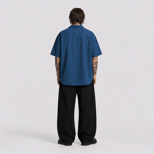 İndigo Oversize Erkek Gömlek - Afterbase