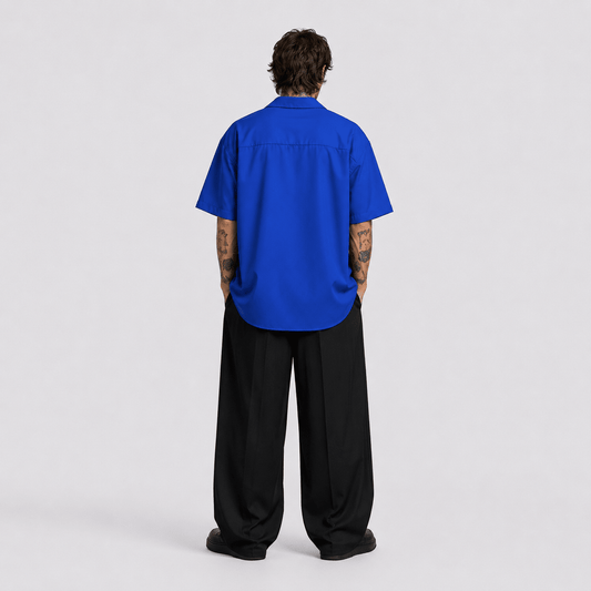Saks Mavisi Oversize Erkek Gömlek - Afterbase