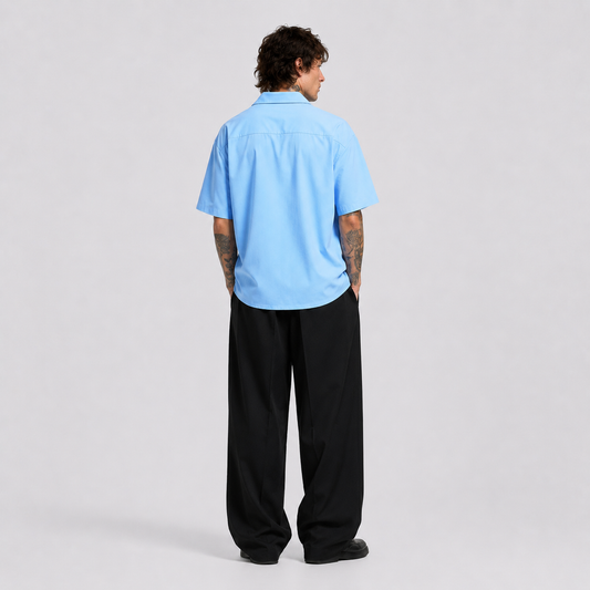 Afterbase Açık Antarktik Mavi Oversize Erkek Gömlek modelsiz ön görünüm