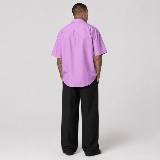 Pembe-Mor Oversize Erkek Gömlek - Afterbase