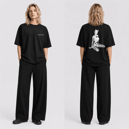 Devil Girl Reflektörlü Oversize Unisex Tişört - Afterbase