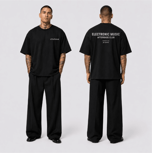 Electronic Music Reflektörlü Oversize Unisex Tişört - Afterbase