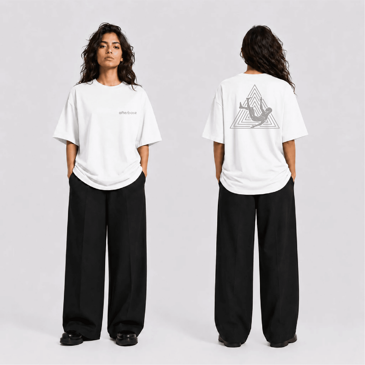Afterbase Logo Reflektörlü Oversize Unisex Tişört - Afterbase