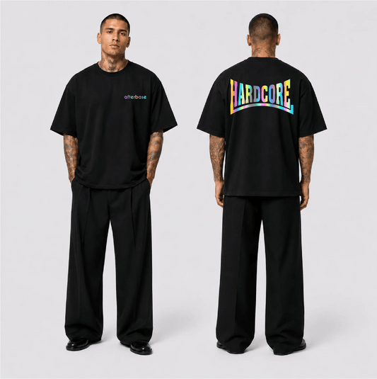 Hardcore Reflektörlü Oversize Unisex Tişört - Afterbase