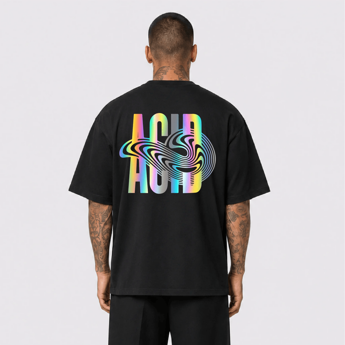 Acid Reflektörlü Oversize Unisex Tişört - Afterbase