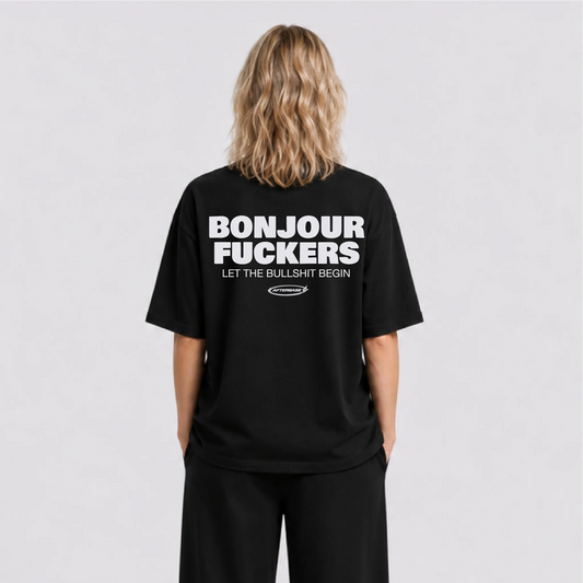Afterbase Bonjour Fuckers oversize tişört - kadın model