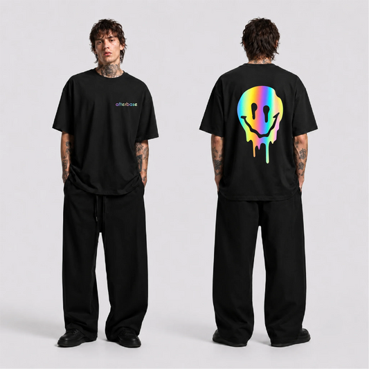 Acid Smile Reflektörlü Oversize Unisex Tişört