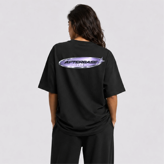 Afterbase Afterbase Logo siyah oversize tişört - kadın model