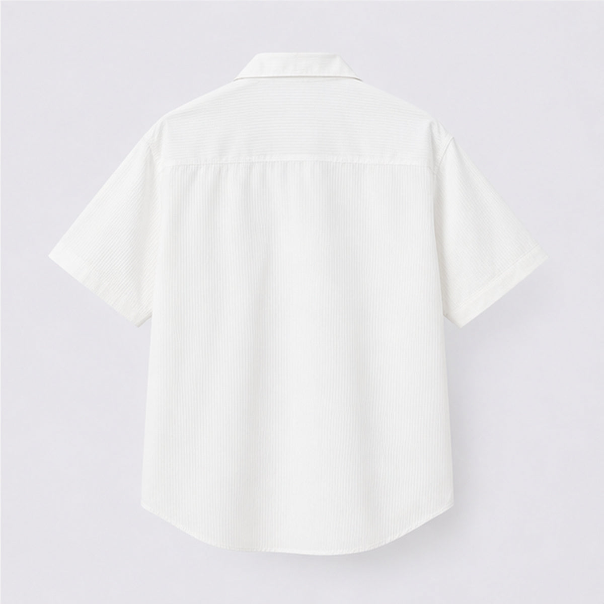 Afterbase Beyaz Dikey Çizgili Oversize Erkek Gömlek modelsiz arka görünüm