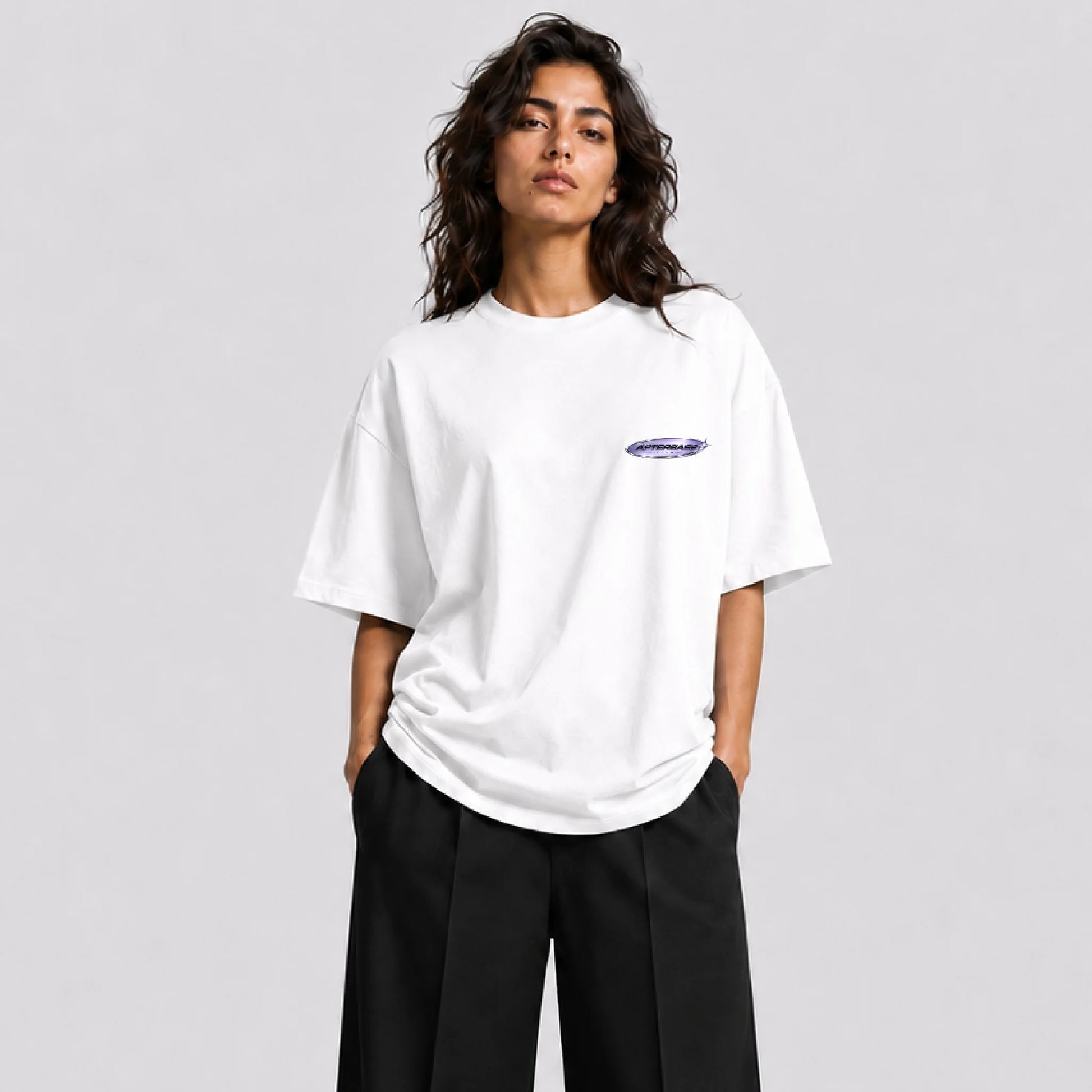 Afterbase Afterbase Logo oversize tişört - kadın model