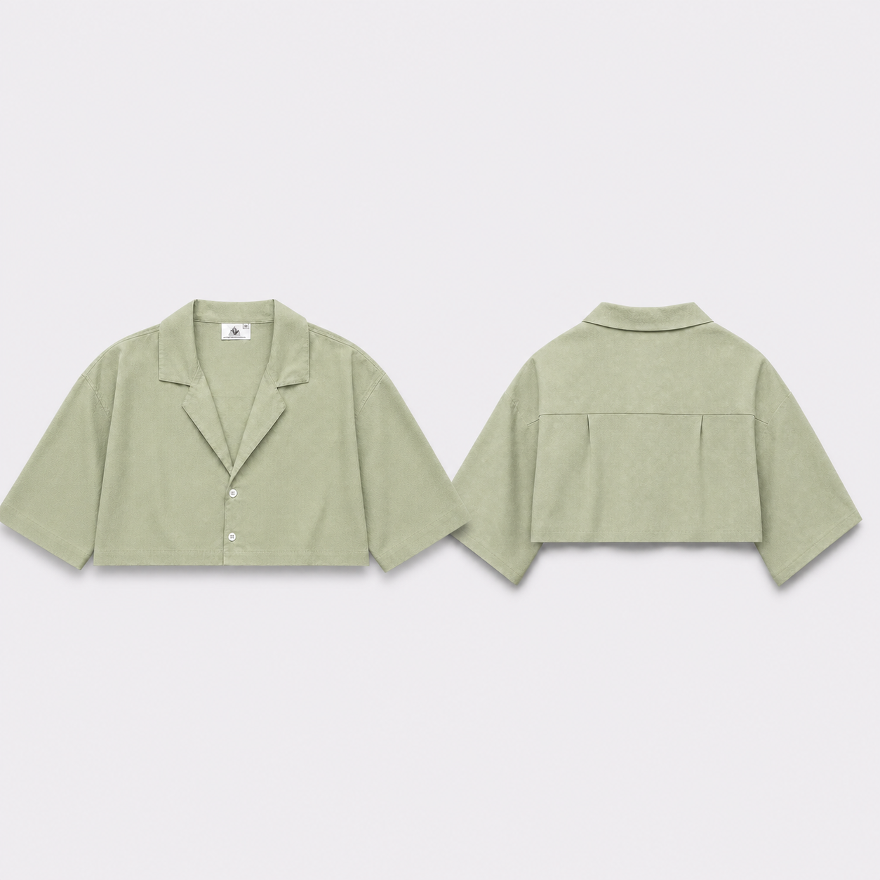Afterbase mint yeşil crop gömlek ön ve arka görünüm modelsiz
