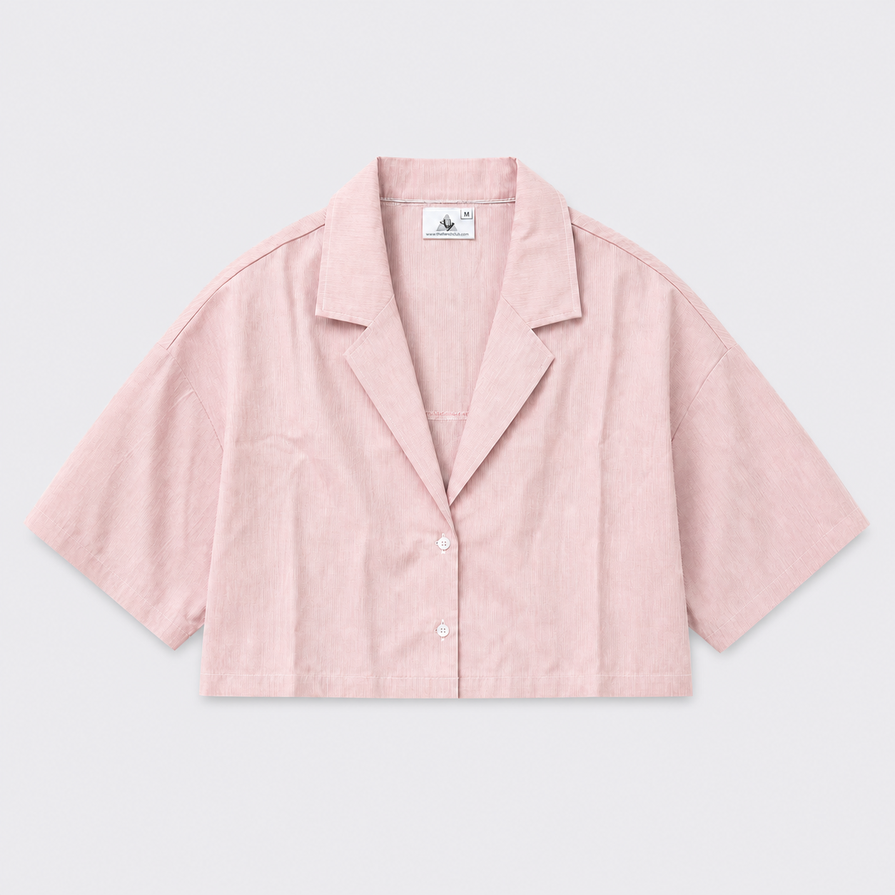 Afterbase pembe çizgili crop gömlek ön görünüm modelsiz