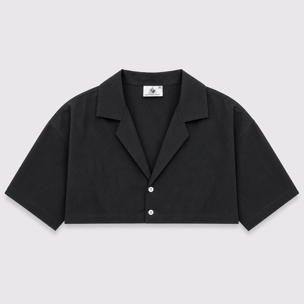 Afterbase siyah çizgili crop gömlek ön görünüm modelsiz