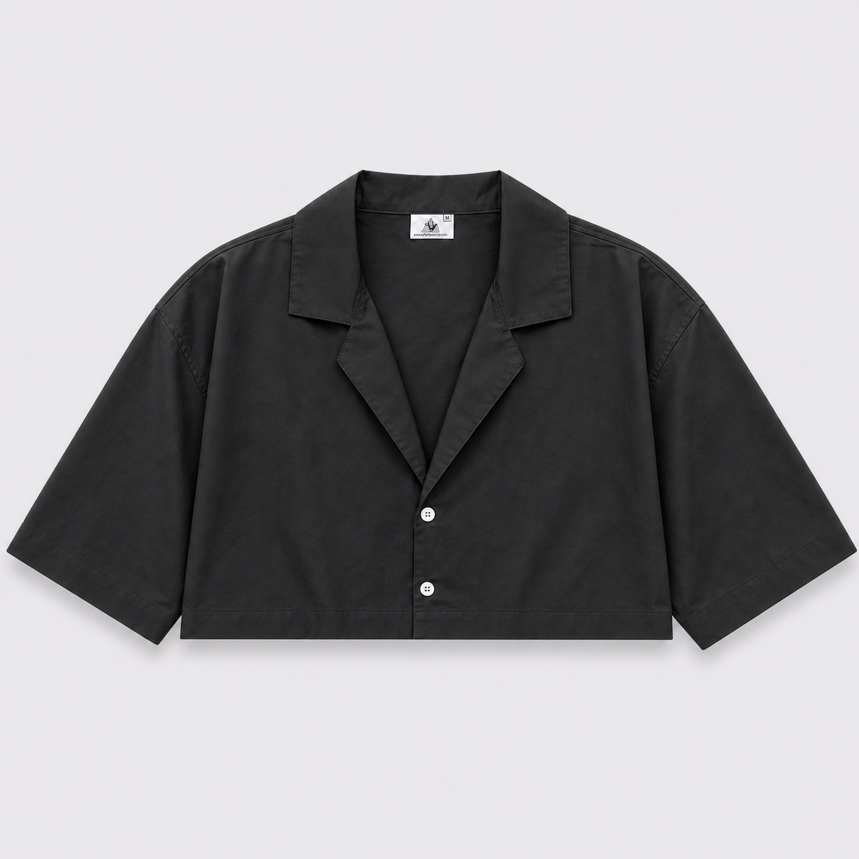 Afterbase siyah crop gömlek ön görünüm modelsiz
