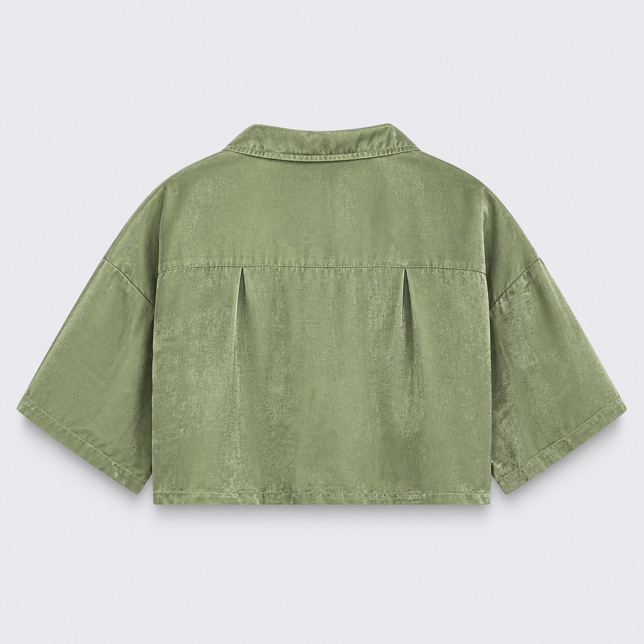Afterbase yeşil kadife crop gömlek arka görünüm modelsiz