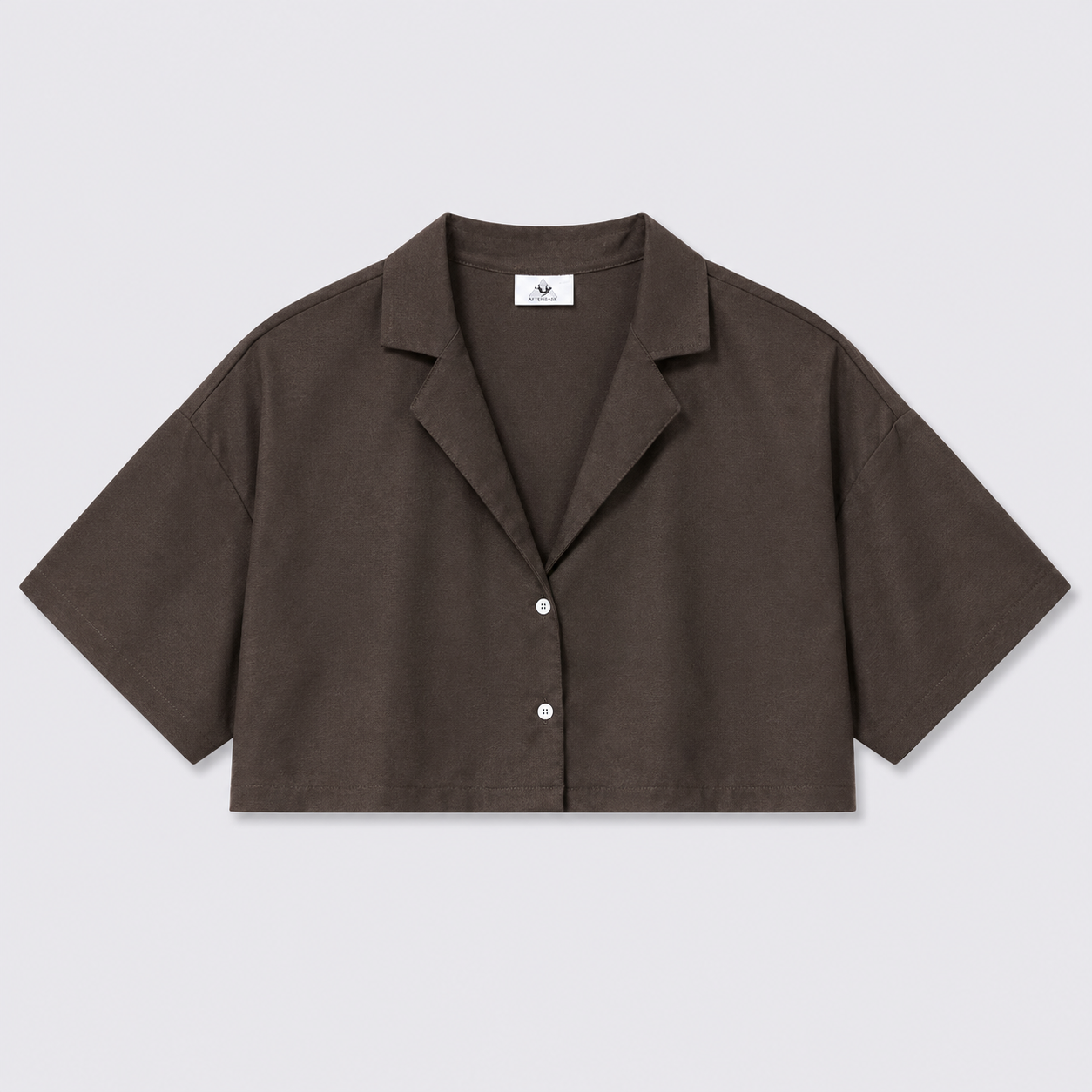 Afterbase Kahve Crop Gömlek modelsiz ön ve arka görünüm