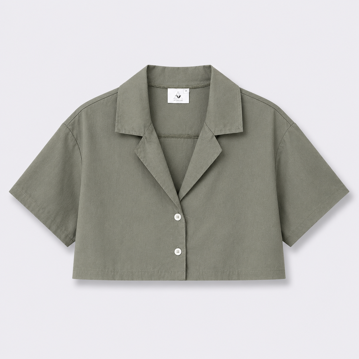 Afterbase Haki Crop Gömlek modelsiz ön görünüm