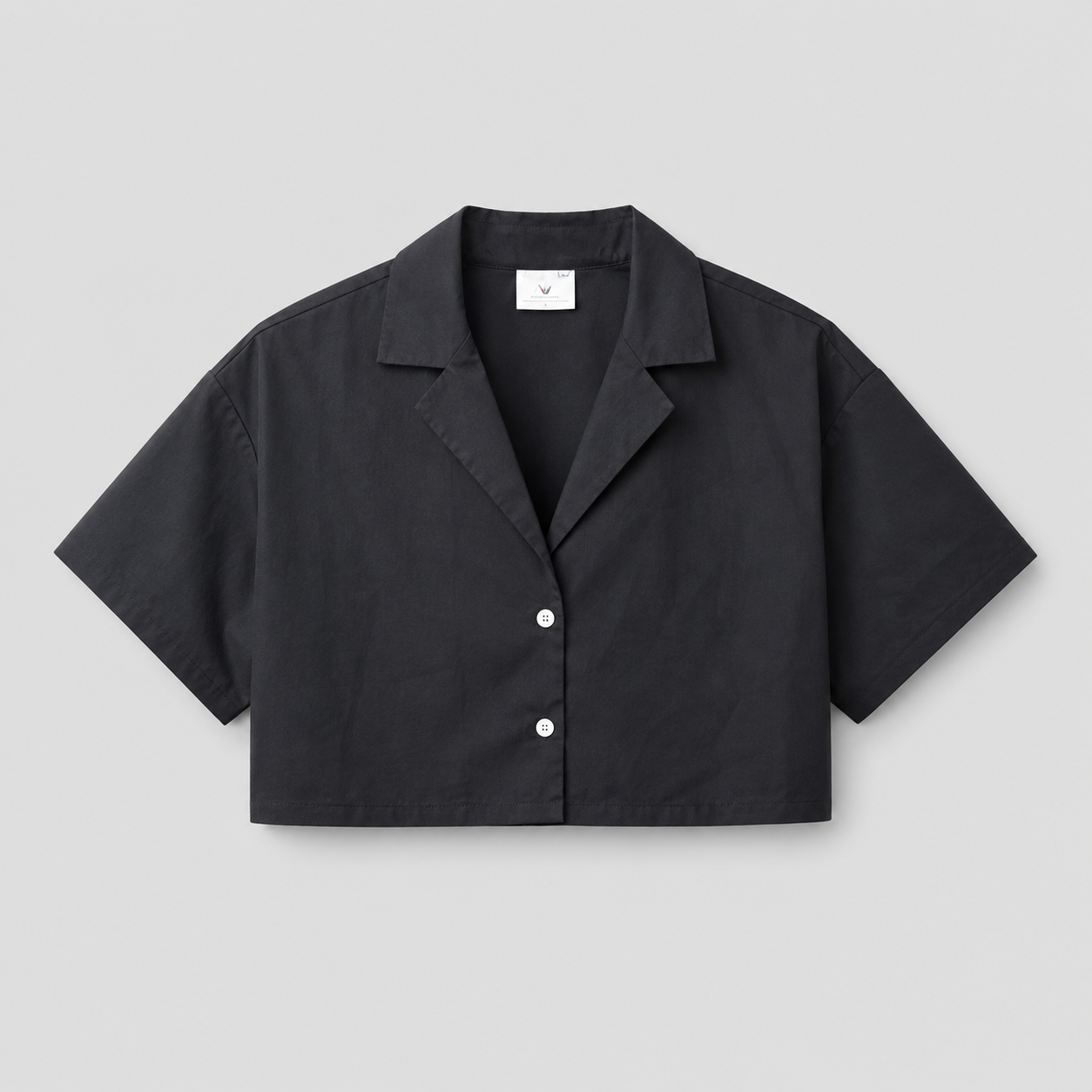 Afterbase Koyu Füme Siyah Crop Gömlek modelsiz ön görünüm