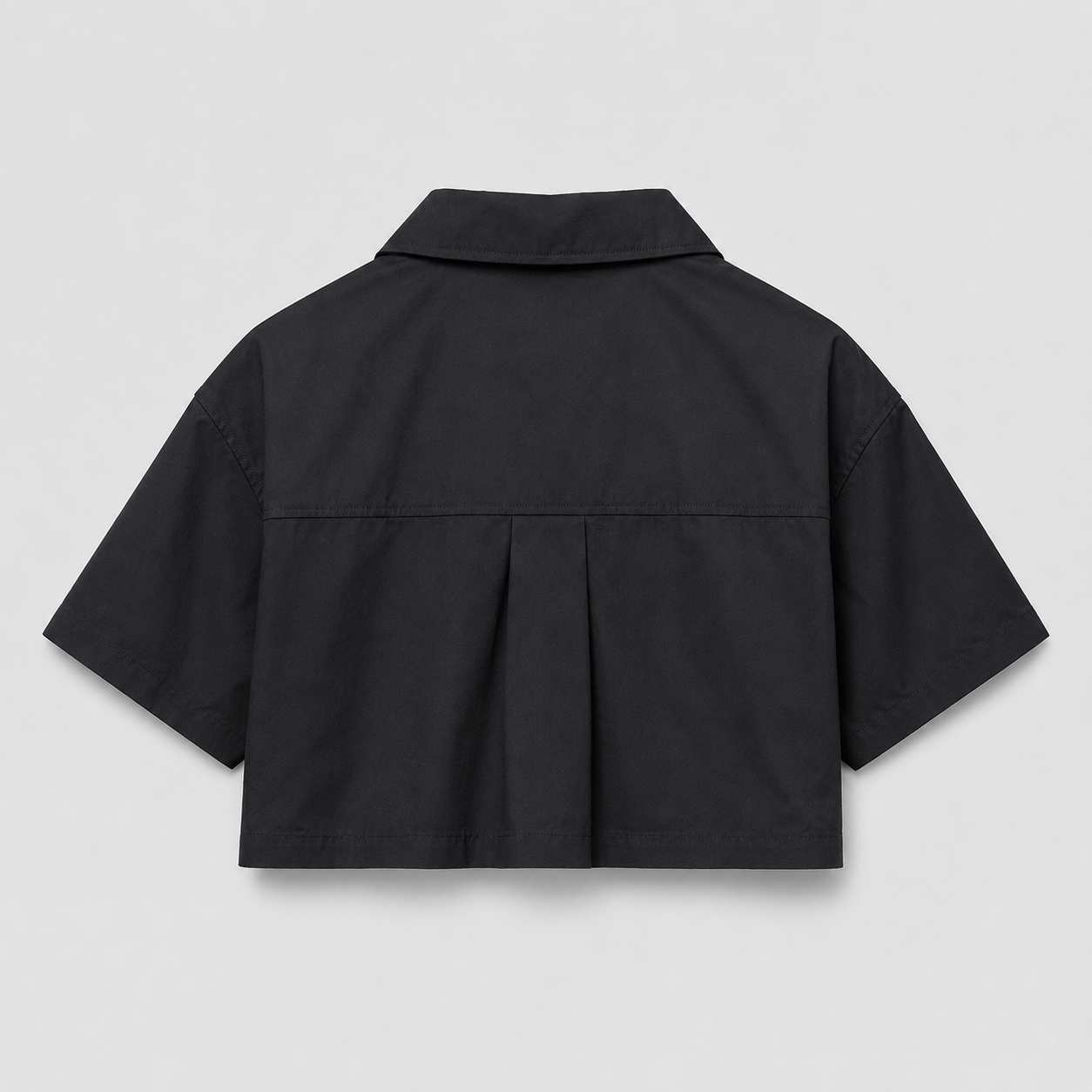 Afterbase Koyu Füme Siyah Crop Gömlek modelsiz arka görünüm