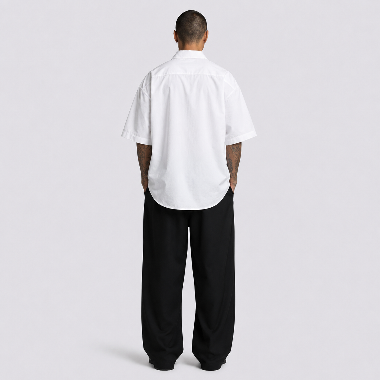 Afterbase Beyaz Oversize Erkek Gömlek modelsiz ön görünüm