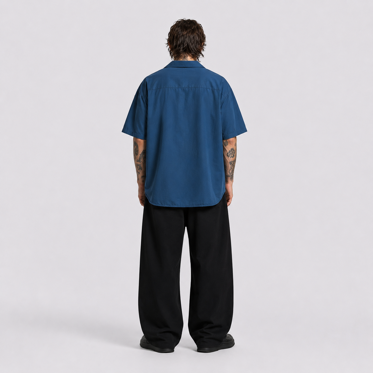 Afterbase İndigo Oversize Erkek Gömlek modelsiz ön görünüm