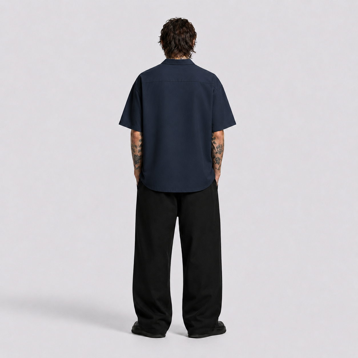 Afterbase Lacivert Oversize Erkek Gömlek modelsiz ön görünüm