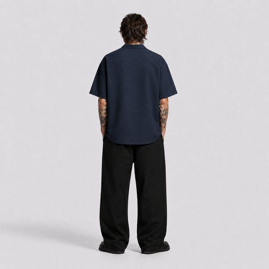 Afterbase Lacivert Oversize Erkek Gömlek modelsiz ön görünüm