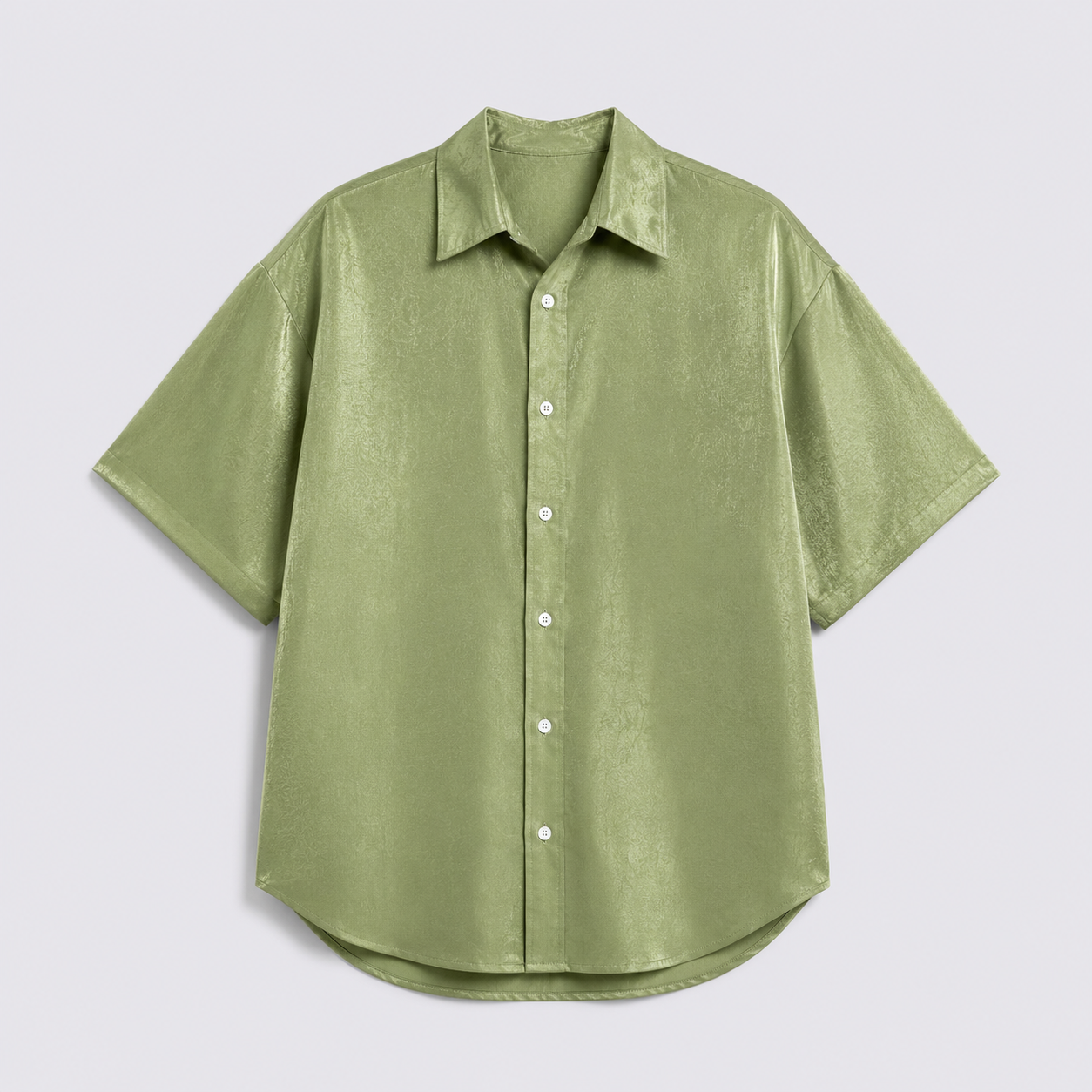 Afterbase Bambu Yeşili Kadife Oversize Erkek Gömlek modelsiz arka görünüm