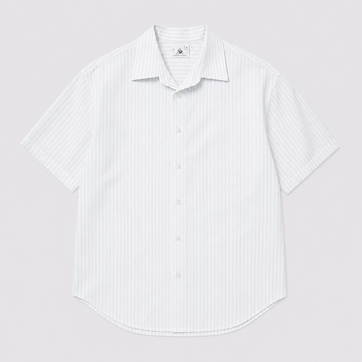 Afterbase Mavi Yatay Çizgili Beyaz Oversize Erkek Gömlek modelsiz arka görünüm