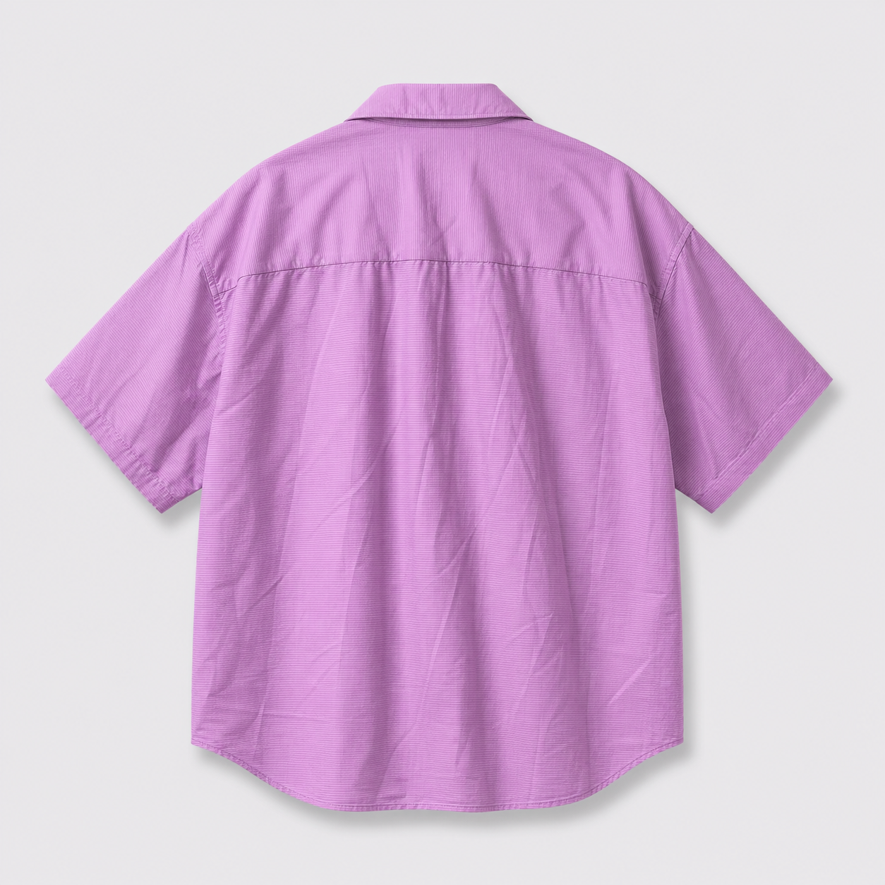 Afterbase Pembe-Mor Oversize Erkek Gömlek model üzerinde ön ve arka görünüm