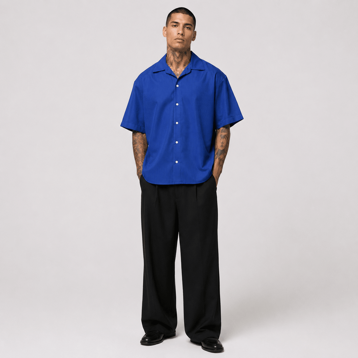 Racing Saks Mavisi Oversize Erkek Gömlek