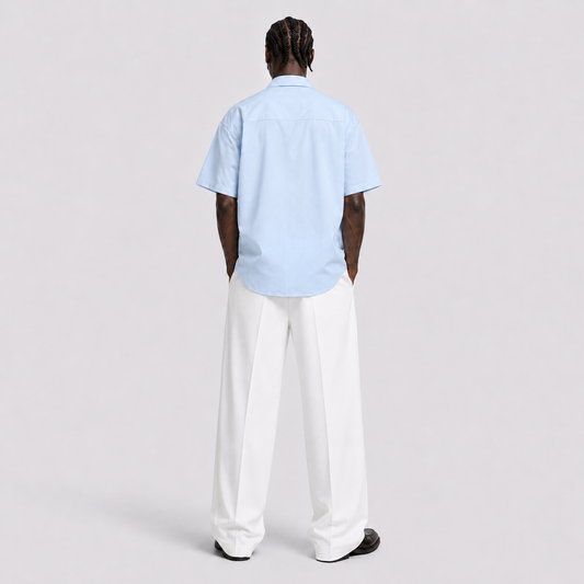 Afterbase Buz Mavisi Oversize Erkek Gömlek modelsiz ön görünüm