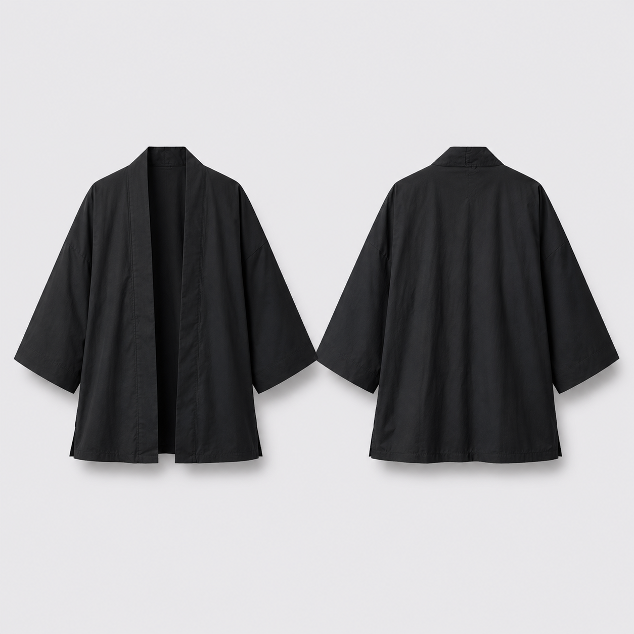 Afterbase Siyah Unisex Kimono modelsiz ön ve arka ürün görünümü