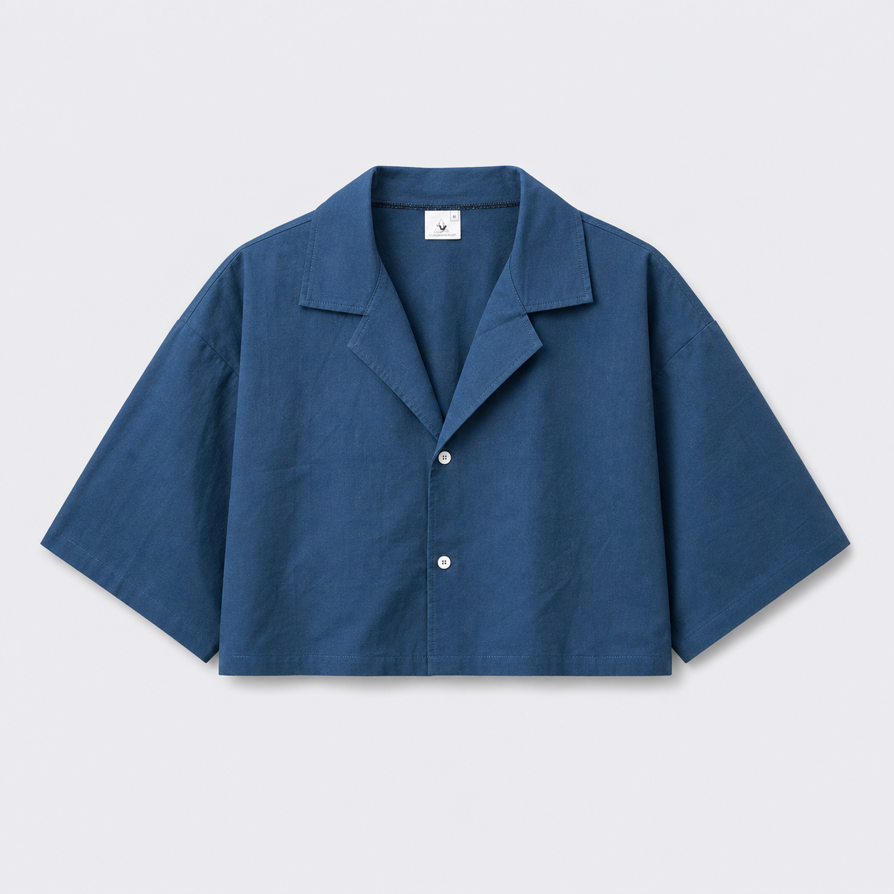 Afterbase İndigo Crop Gömlek modelsiz ön ve arka görünüm