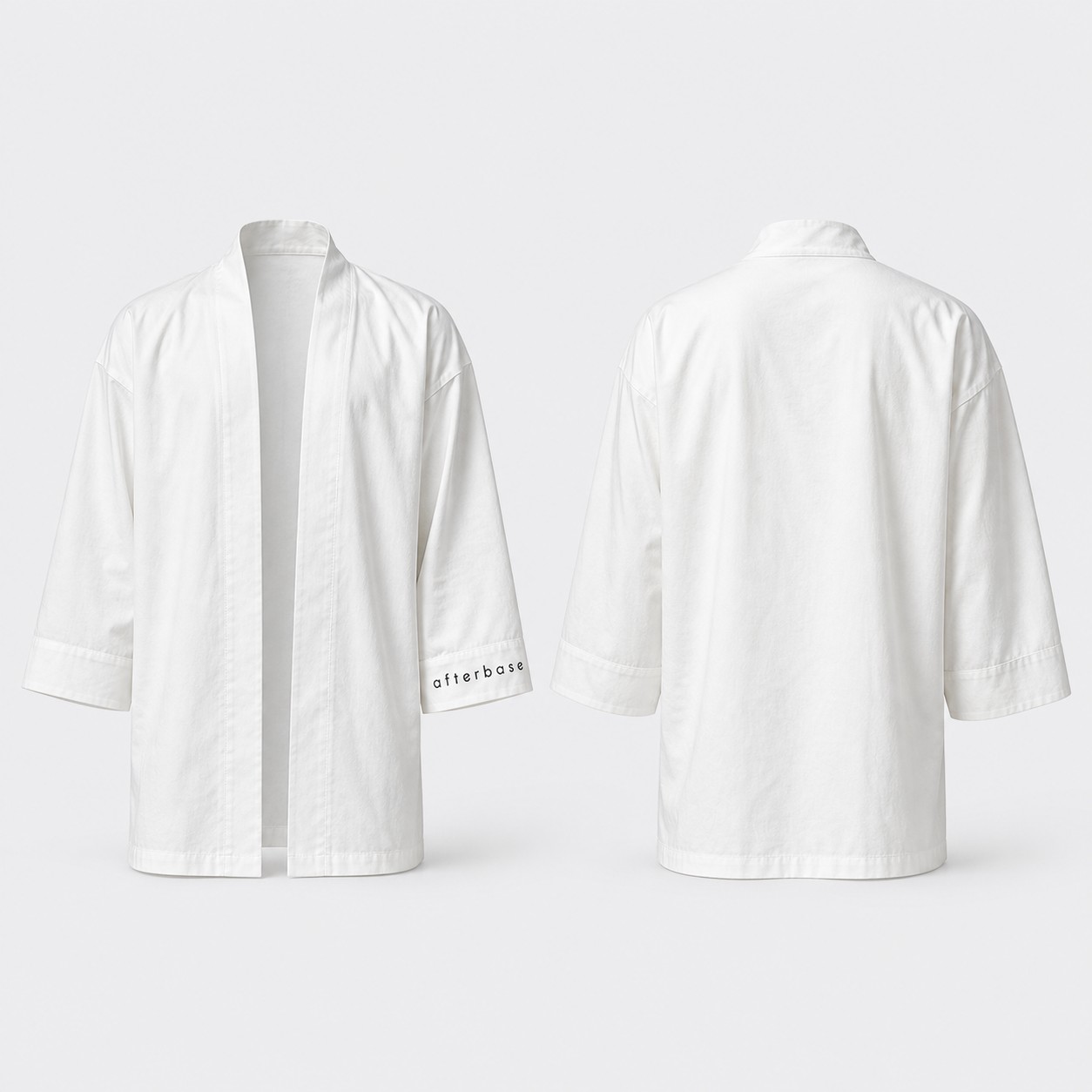 Afterbase Beyaz Unisex Kimono modelsiz ön ve arka ürün görünümü