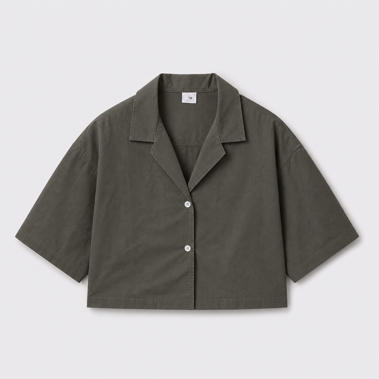 Afterbase Koyu Haki Crop Gömlek modelsiz ön ve arka görünüm