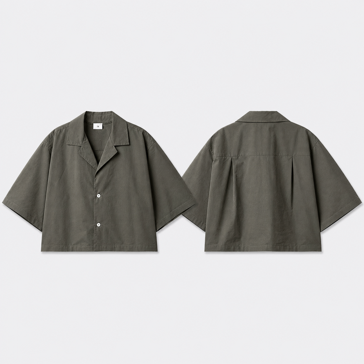 Afterbase Koyu Haki Crop Gömlek modelsiz arka görünüm