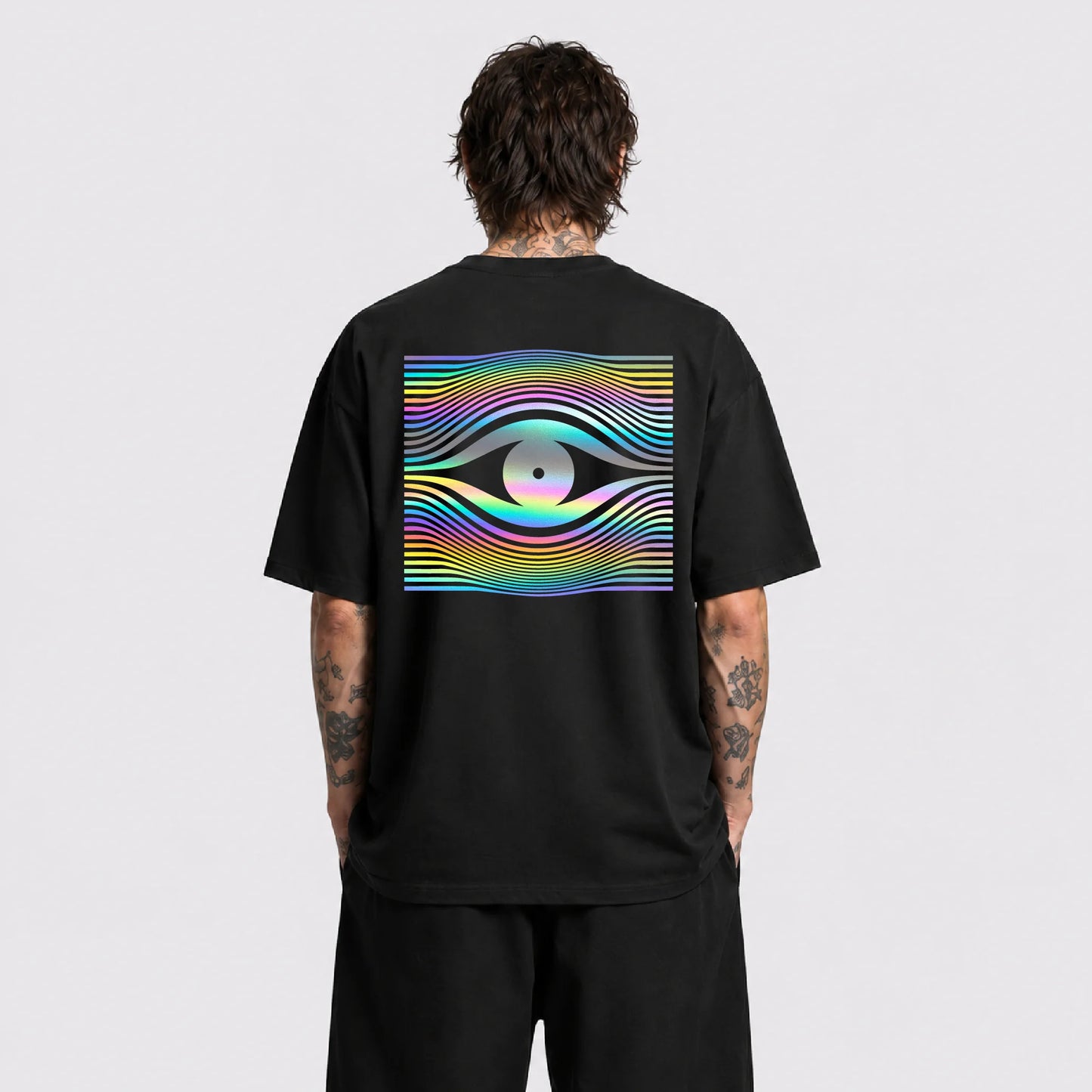 Drop Eye Reflektörlü Oversize Unisex Tişört