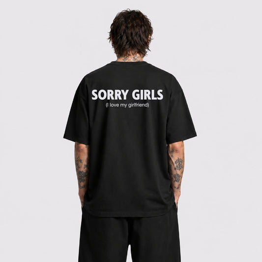 Afterbase Sorry Girls – I Love My Girlfriend siyah oversize tişört - erkek model