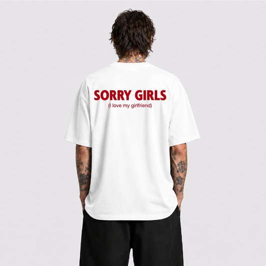 Afterbase Sorry Girls – I Love My Girlfriend beyaz oversize tişört - erkek model