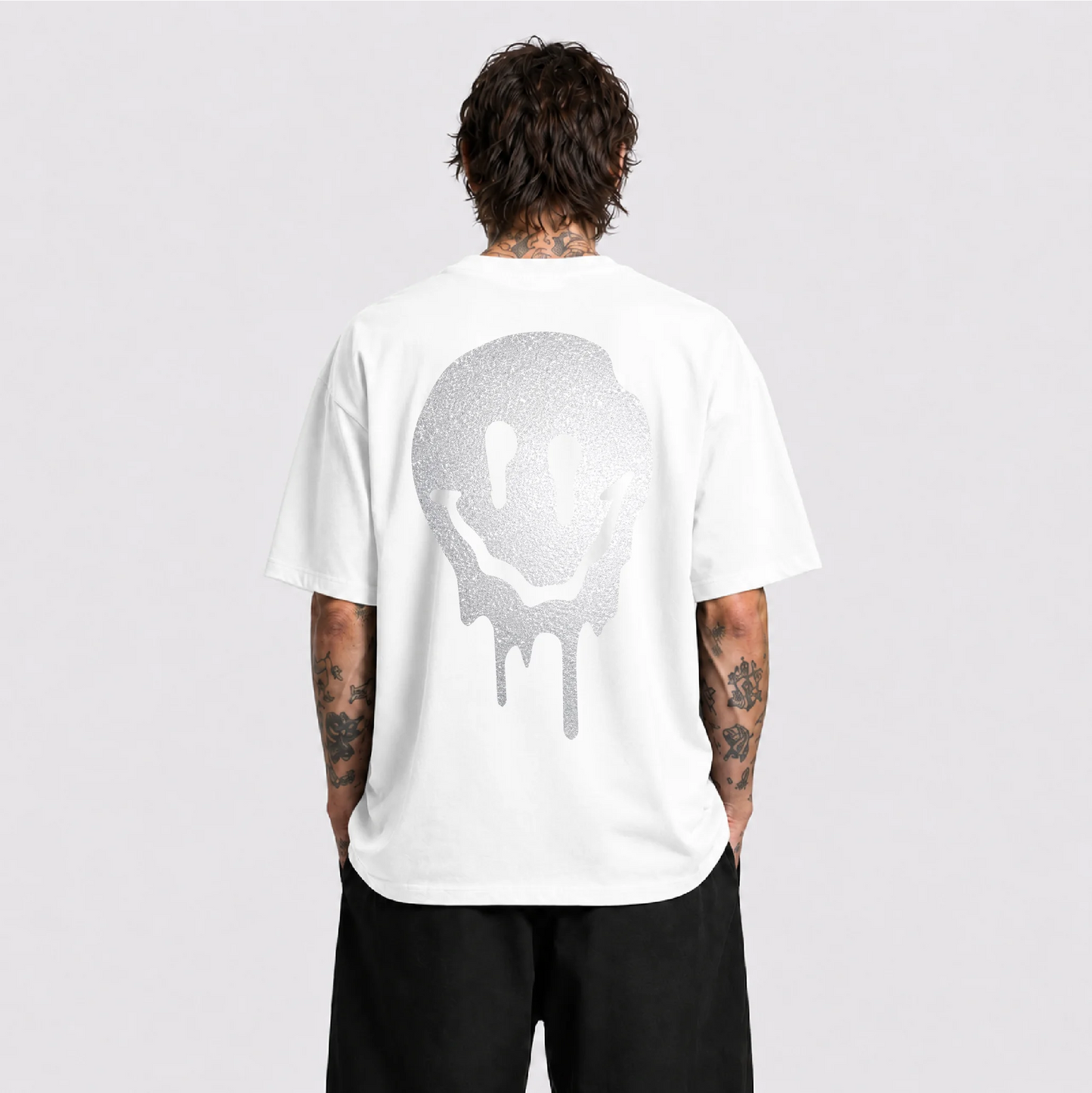 Acid Smile Reflektörlü Oversize Unisex Tişört