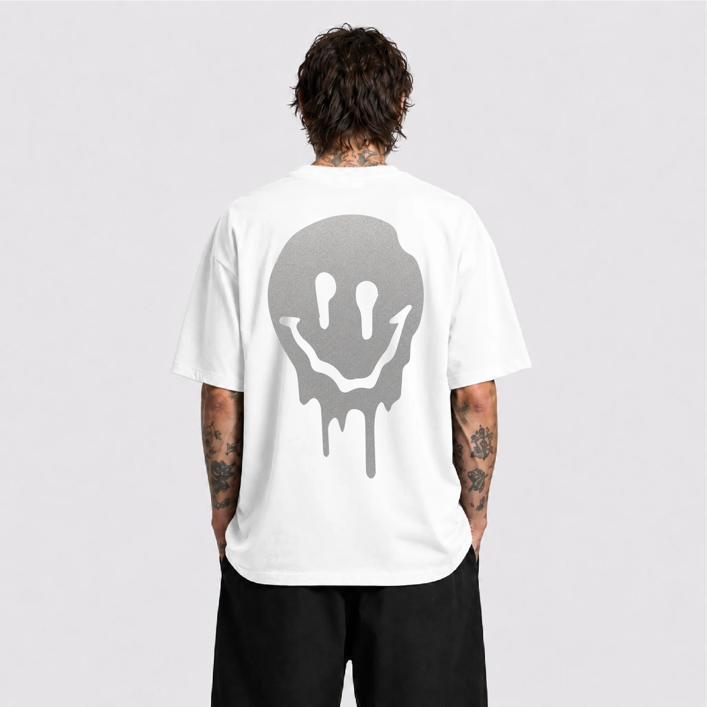 Acid Smile Reflektörlü Oversize Unisex Tişört
