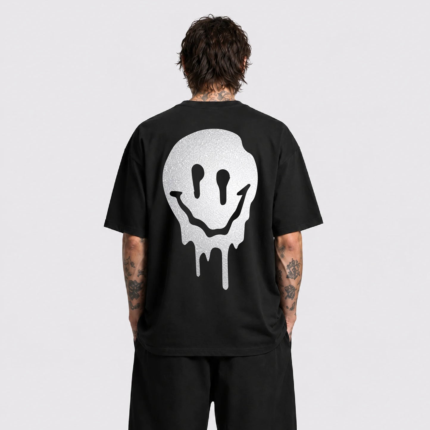 Acid Smile Reflektörlü Oversize Unisex Tişört