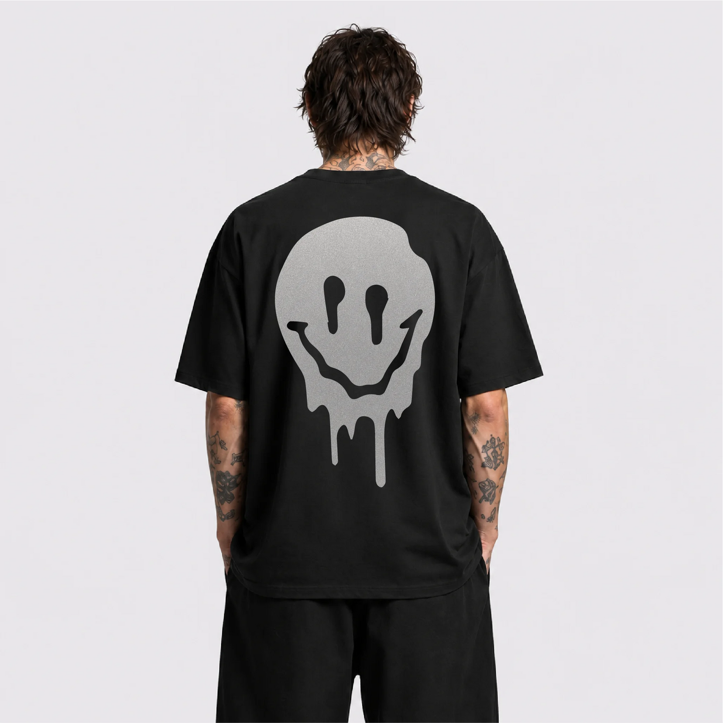 Acid Smile Reflektörlü Oversize Unisex Tişört