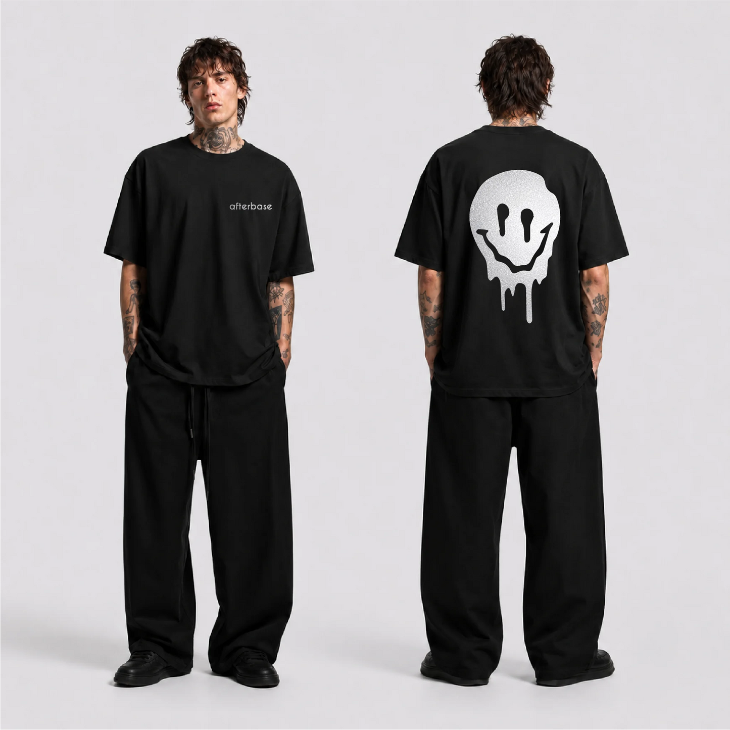 Acid Smile Reflektörlü Oversize Unisex Tişört