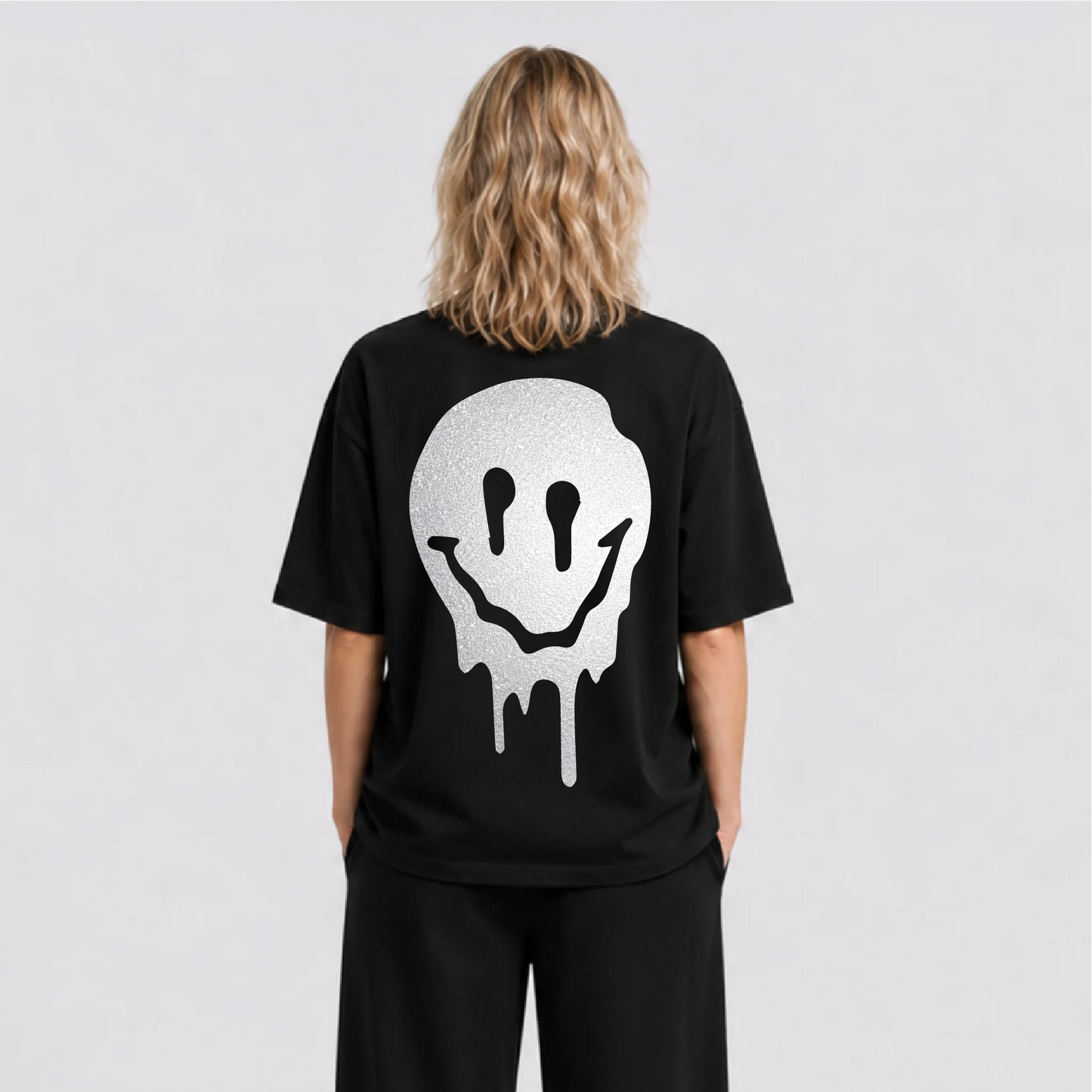 Acid Smile Reflektörlü Oversize Unisex Tişört