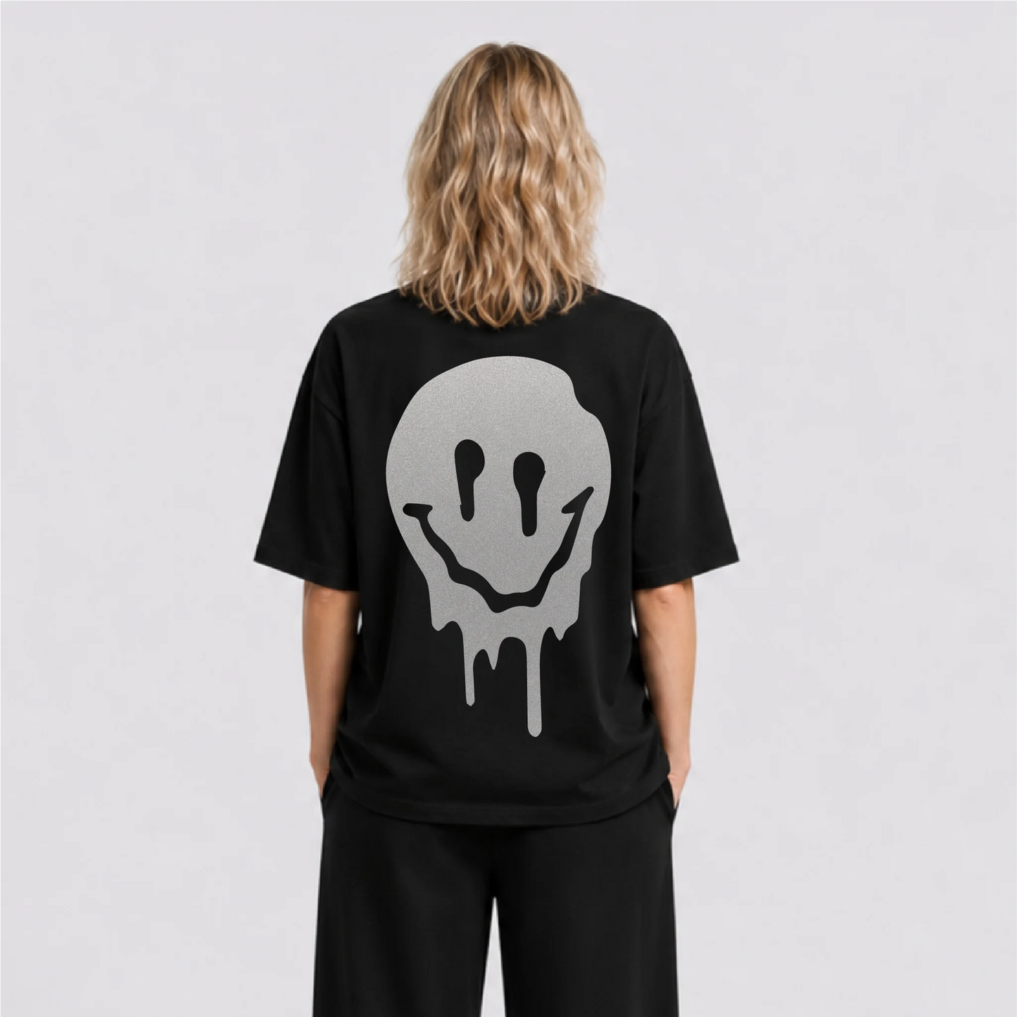 Acid Smile Reflektörlü Oversize Unisex Tişört
